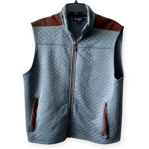 Daniel Cremieux Quilted Gray Vest with Brown Accents